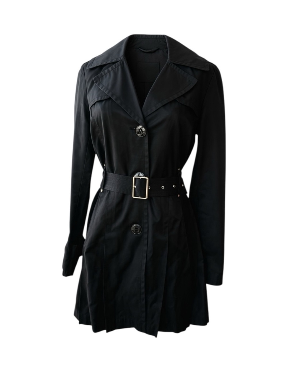 Kenneth Cole New York Women’s Black Belted Trench Coat Lightweight Classic Small